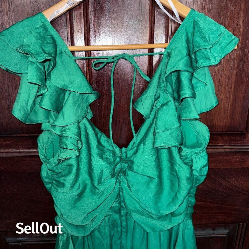 NWT Lulus Women's Green Daytime Darling Mini Dress‎ Ruffled Sleeves Party - Picture 9 of 13